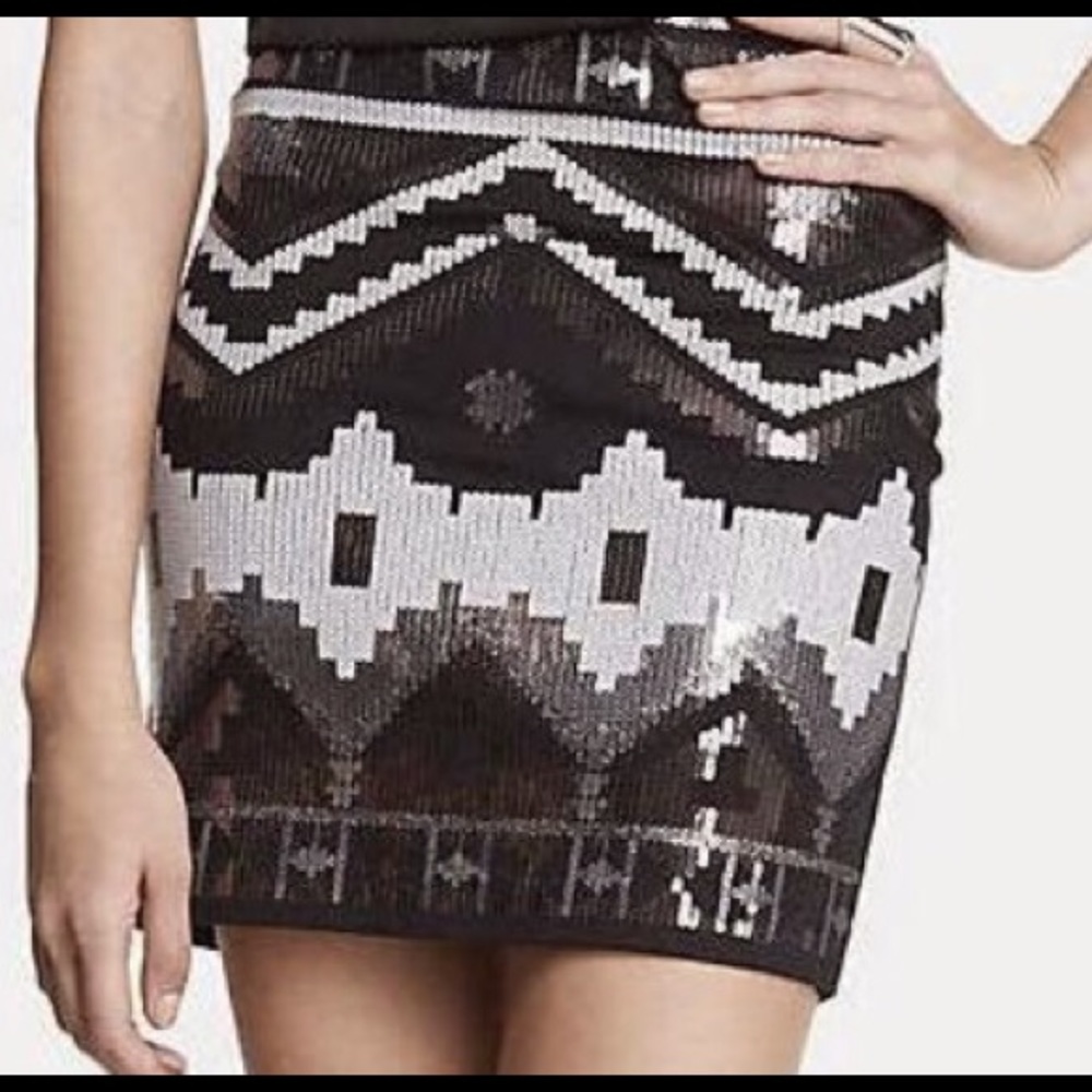 Express Sequin Mini Skirt